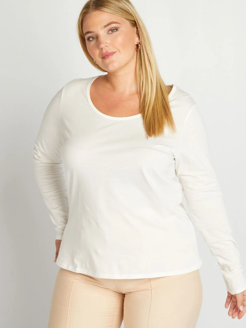 T shirt en jersey à col rond blanc