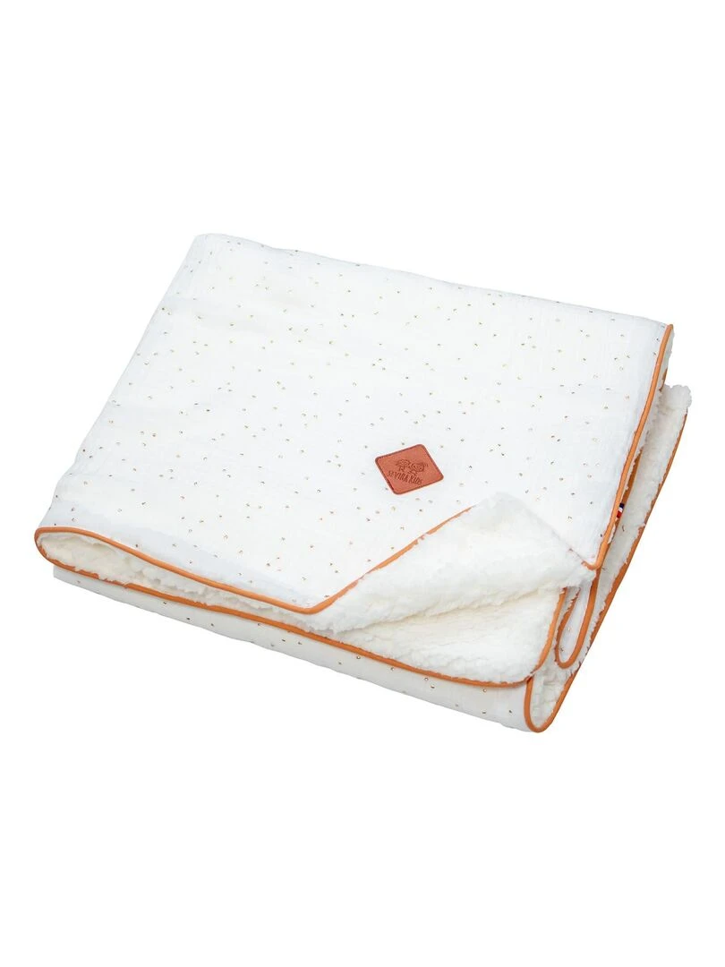 Couverture en gaze de coton et sherpa Jeanne Blanc Doré