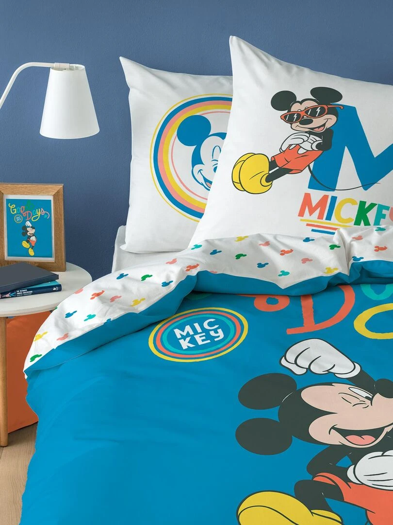 Parure de lit imprimée 100% coton DISNEY HOME MICKEY GOOD DAYS Bleu