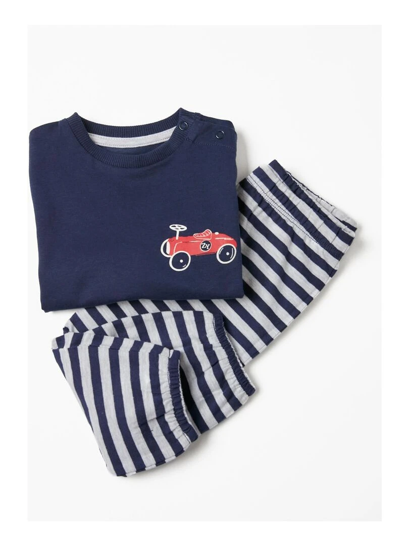 Pyjama en Coton Bébé Garçon 'Voiture de Course' manches longues  ESSENTIALS LINE   Bleu foncé