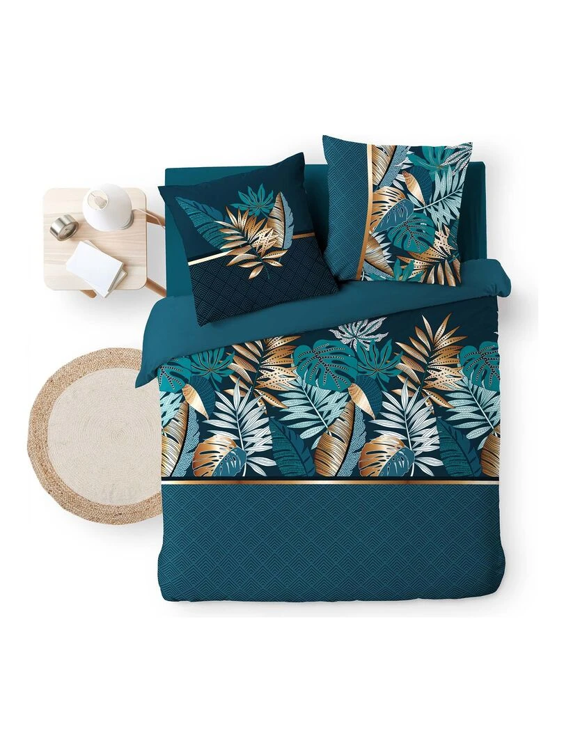 Parure Housse de couette Feuilles d'Alianor Bleu