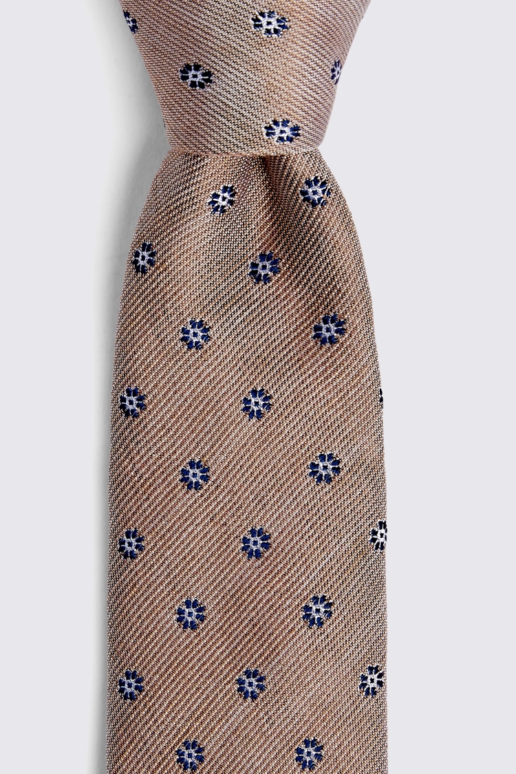 Gold Floral Geo Silk & Linen Tie Buy Online at Moss