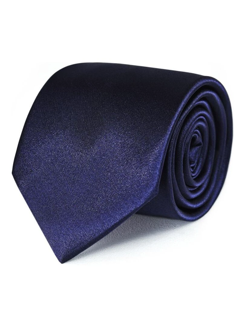 Cravate Satin Unie Fabriqué en Europe Bleu marine