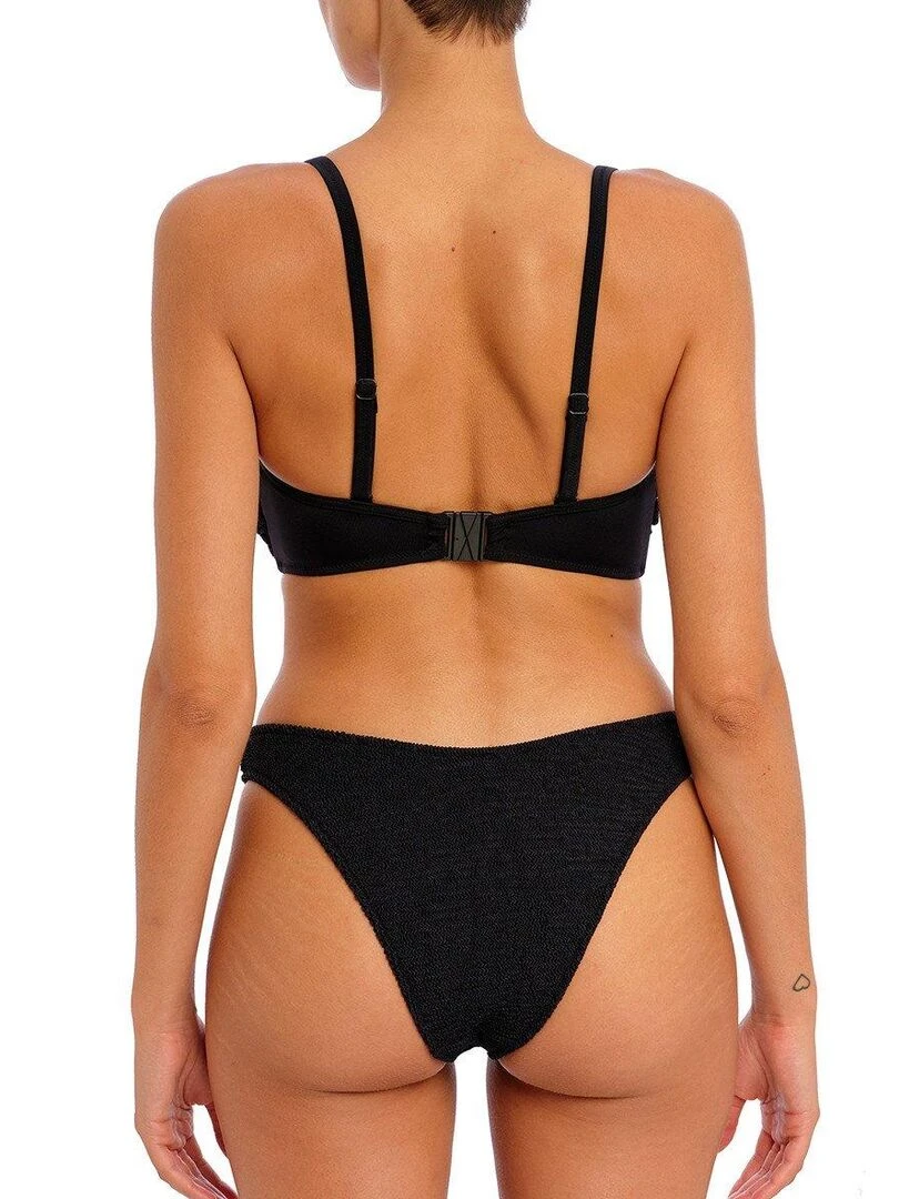 Haut de maillot bandeau texturé à armatures Ibiza waves   Noir