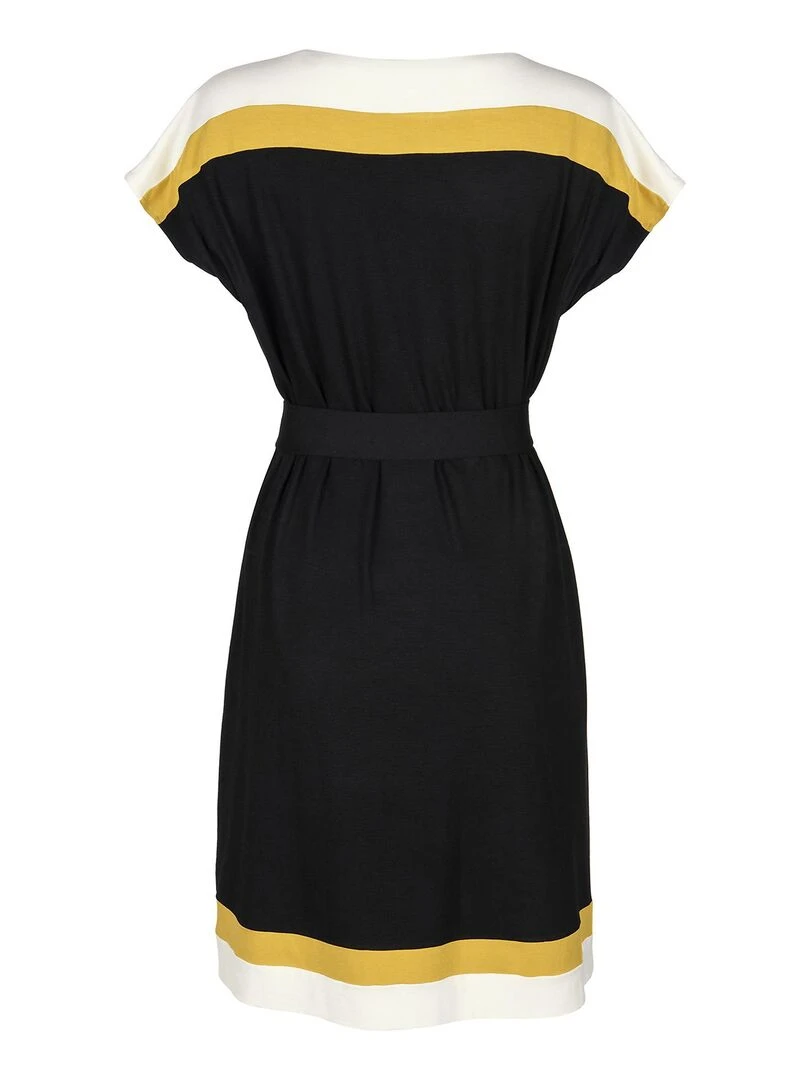 Robe estivale ceinturée manches courtes Saint Tropez   Noir