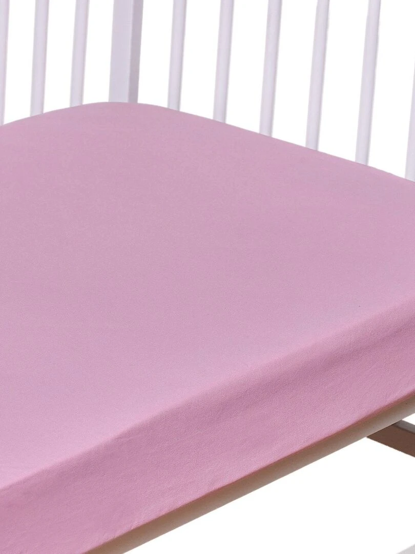 Drap housse en coton Coton uni Rose