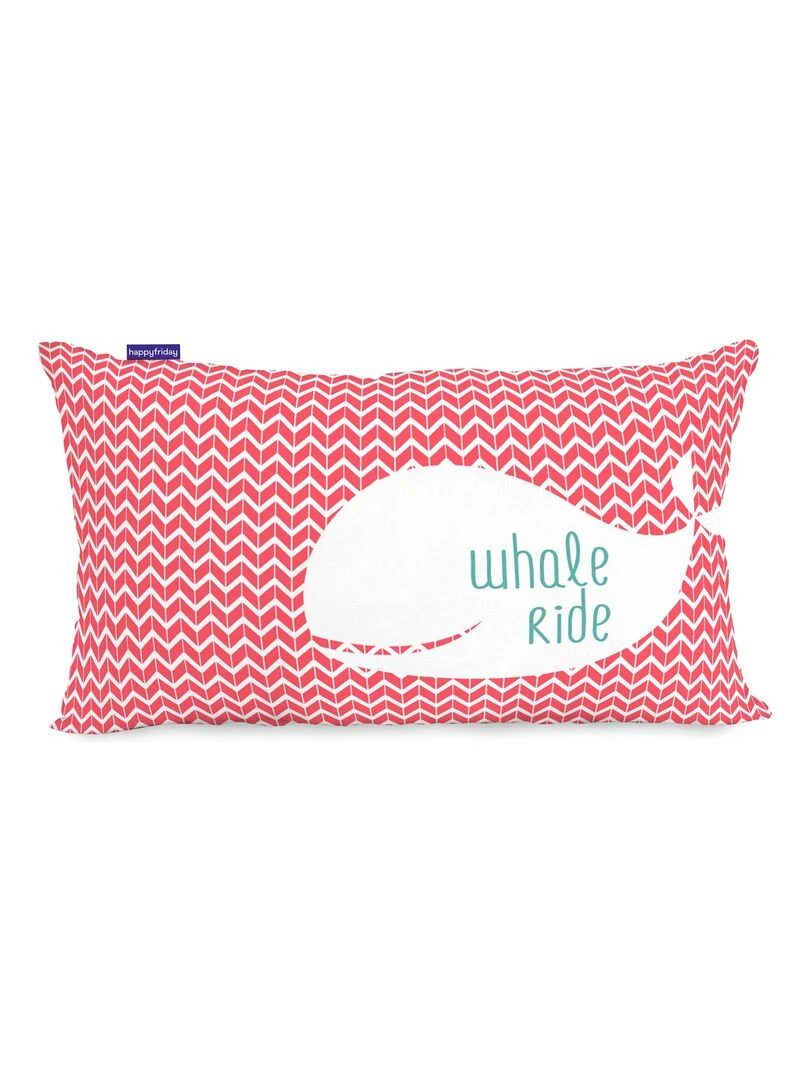 Housse de coussin Whale "Happyfriday" Blanc
