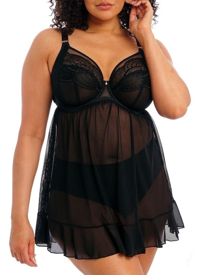Nuisette grande taille avec soutien gorge intégré Priya Noir