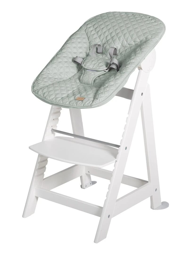 ROBA Chaise Haute Évolutive "Born Up" + Transat "roba Style"   Blanc/Vert   Blanc