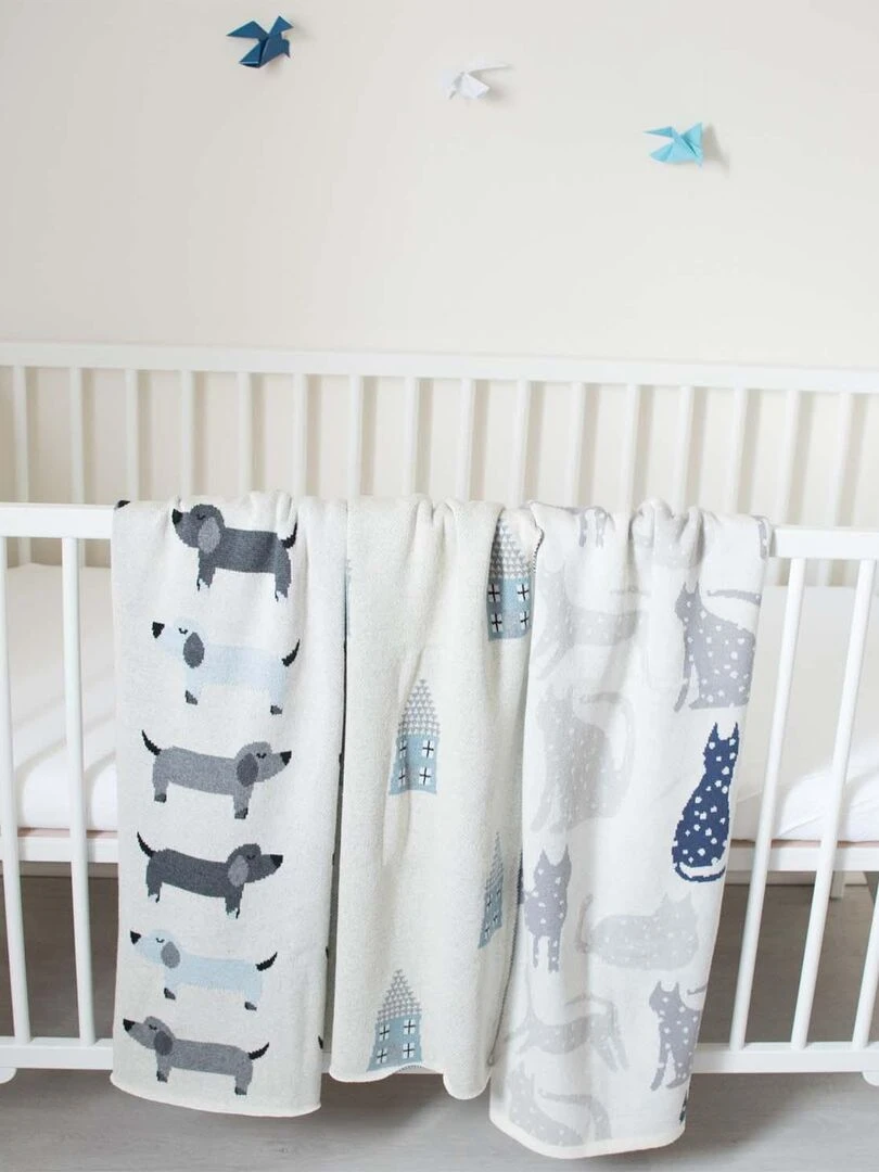 Couverture pour bébé   Teckel   Bleu