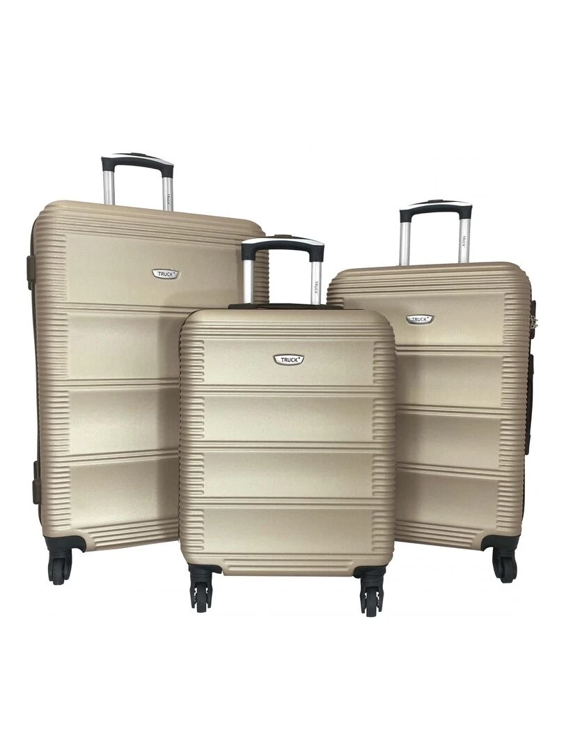 Lot 3 Valises Rigides dont 1 Valise Cabine ABS Beige