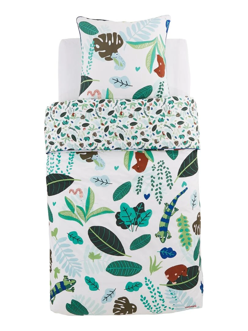 Housse de couette Catimini Forêt 140x200 cm et taie d'oreiller 100% Coton Vert