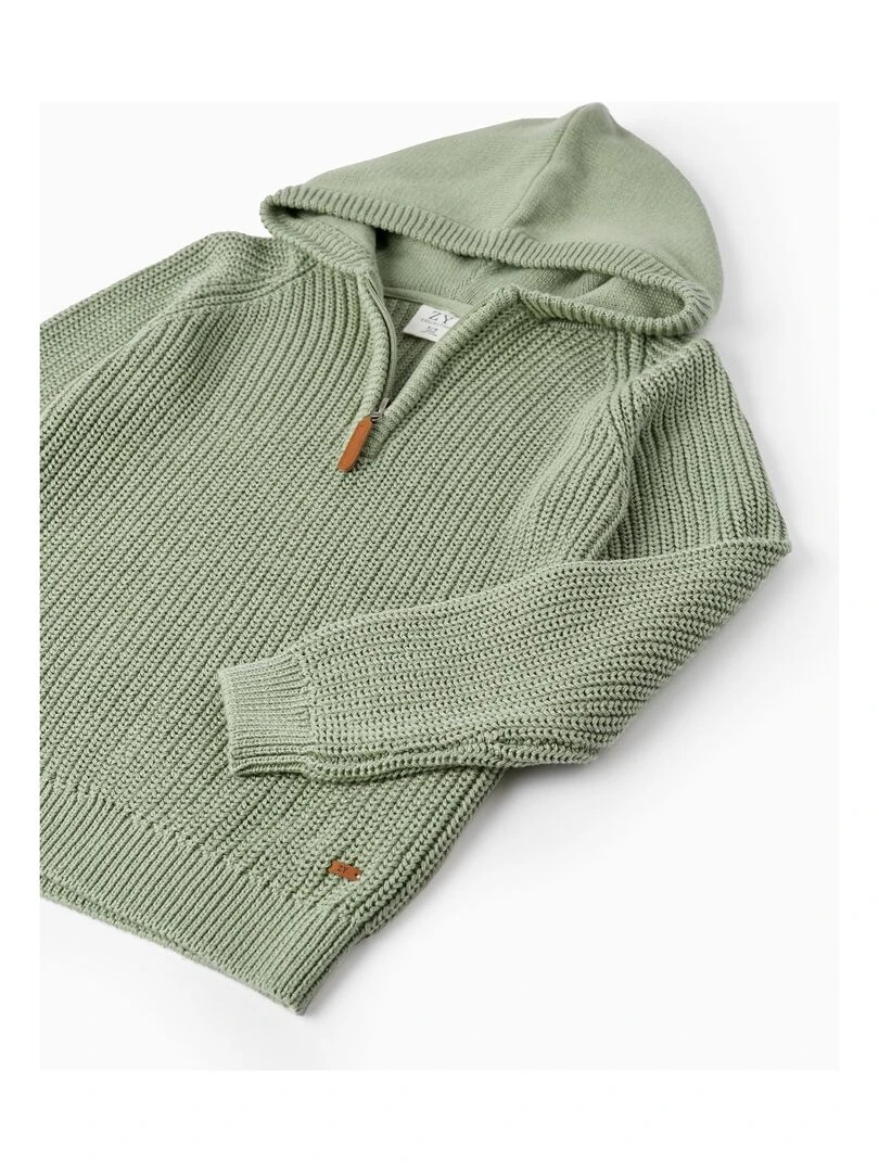 Pull en Maille Épaisse avec Capuche pour Garçon  FLYING BIRDS   Vert clair