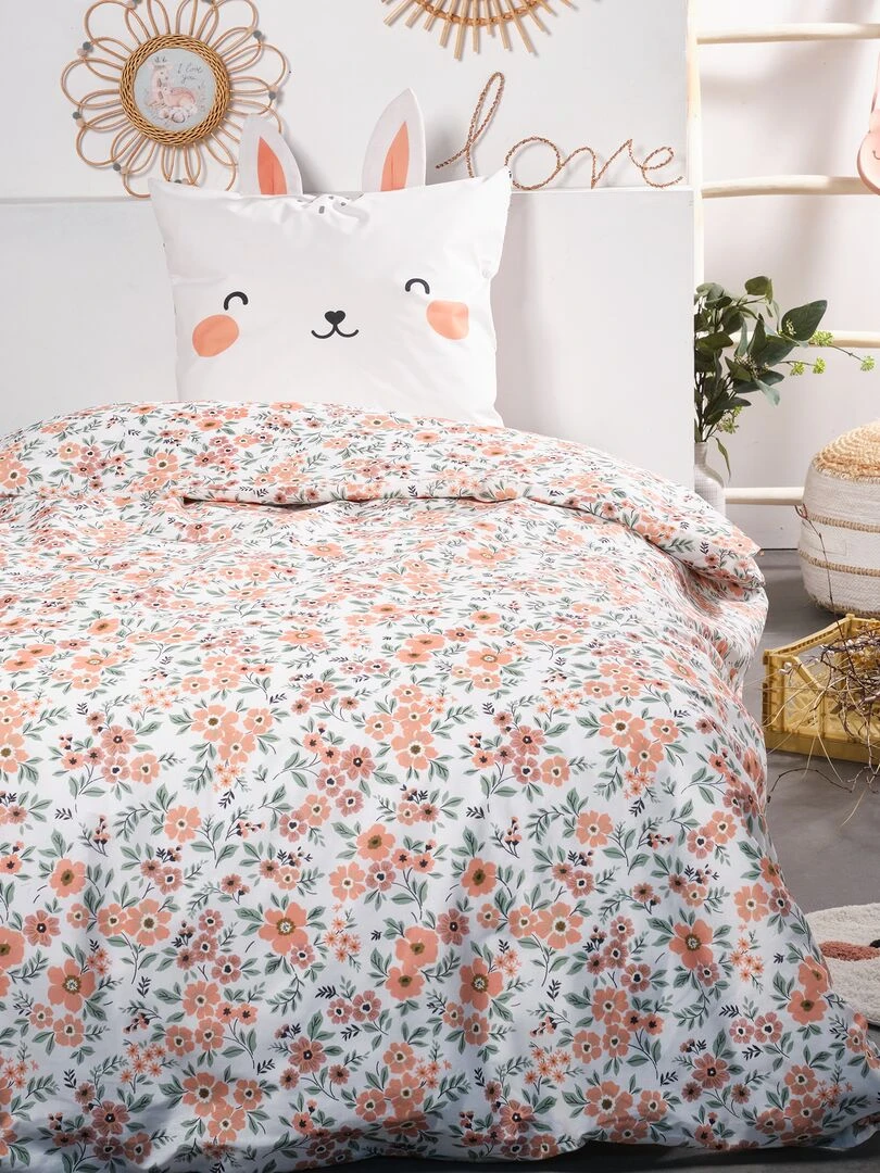 Parure de lit 'Lapin' 1 personne Rose