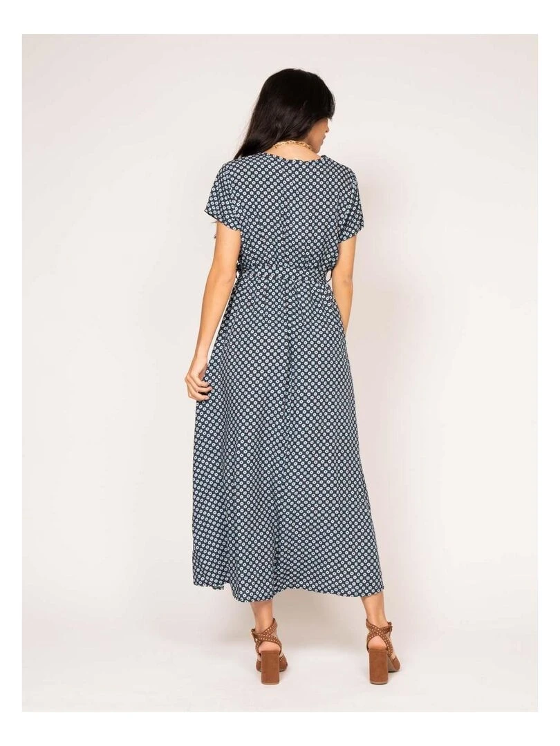 Robe longue motifs ICARE Bleu marine