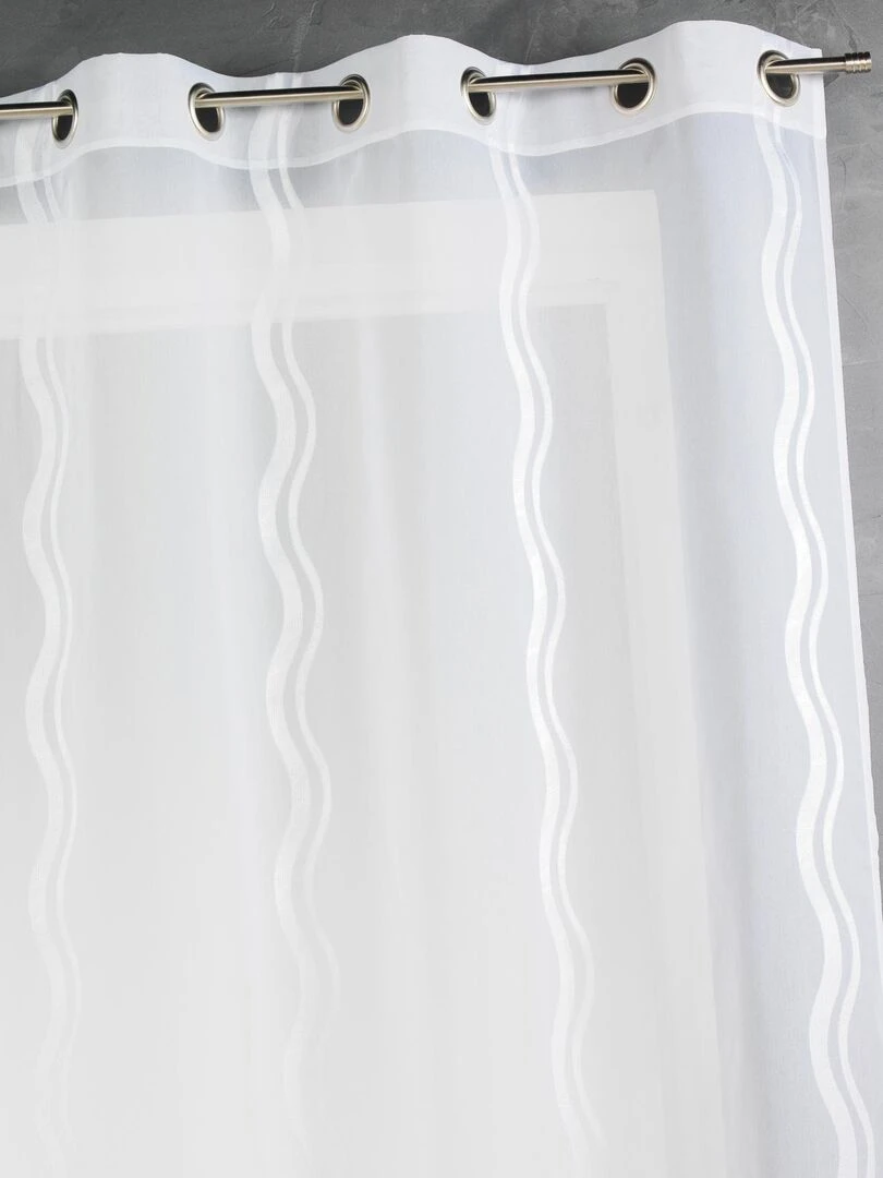 Voilage en jacquard à rayures verticales ondulées Blanc