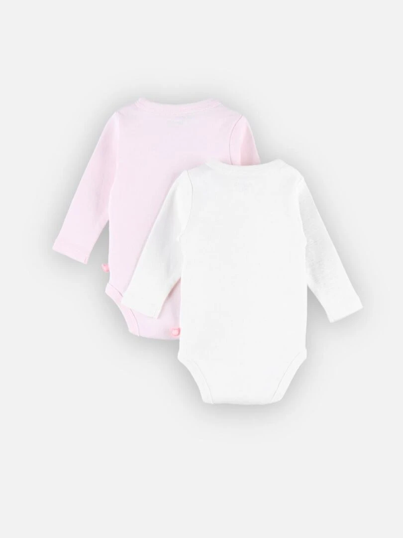 Set de 2 bodys croisés à longues manches clair/blanc Noukie's Rose