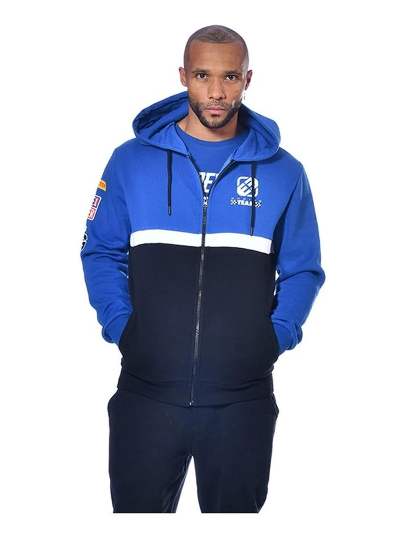 Sweat homme à capuche avec zip Collection Racing Freegun Bleu