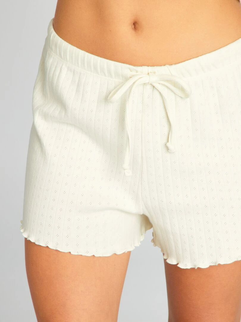 Pyjama short en maille pointelle   Crème