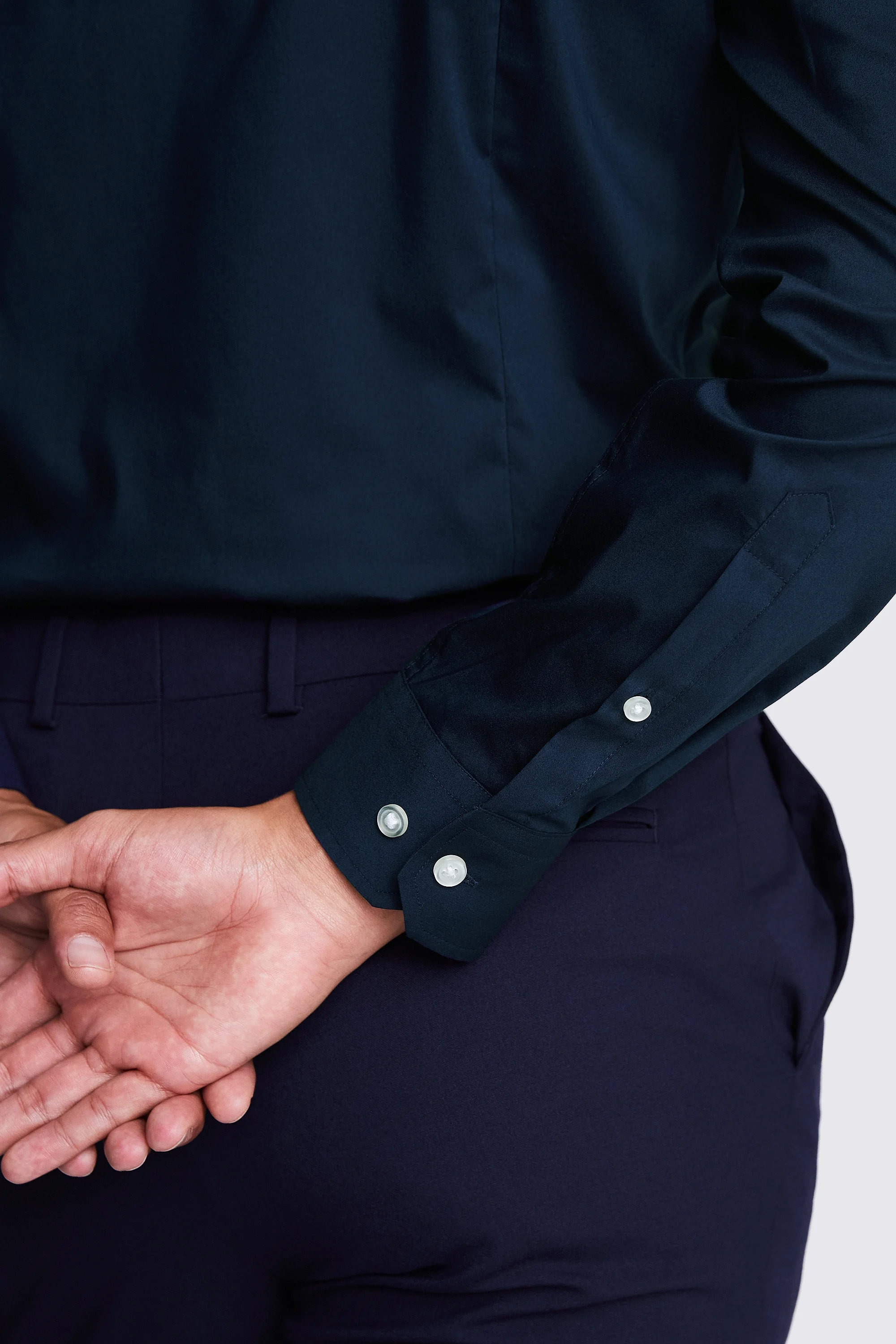 Slim Fit Dark Blue Stretch Shirt    Buy Online at Moss