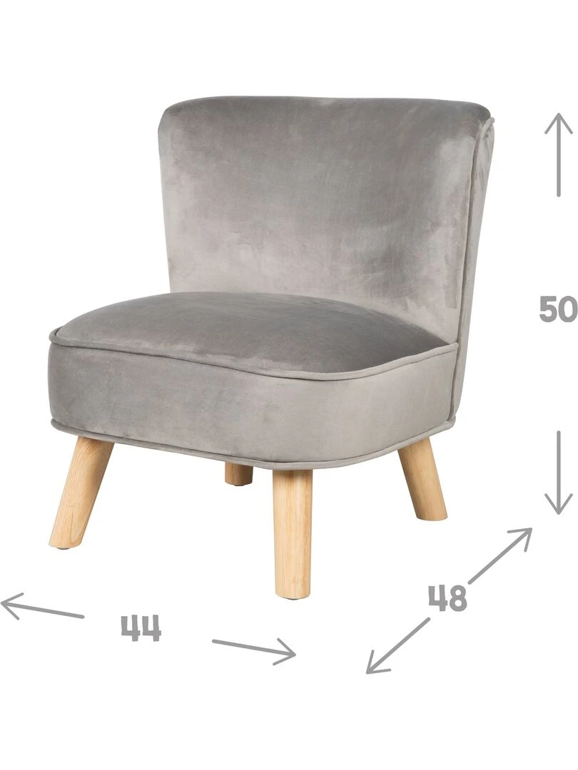 ROBA Mini Fauteuil en Velours "Lil Sofa"   Chaise Enfant avec Pieds en Bois Stables   Gris   Gris