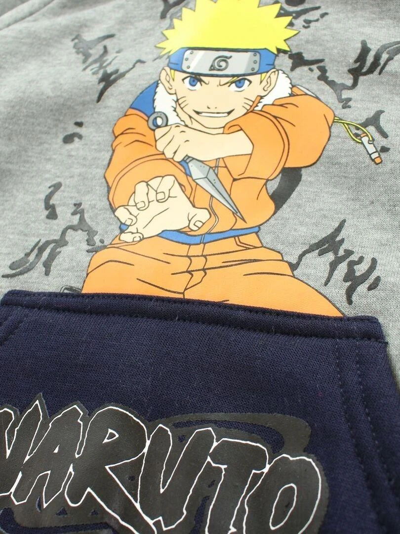 Disney   Sweat garçon imprimé Naruto en coton   Gris