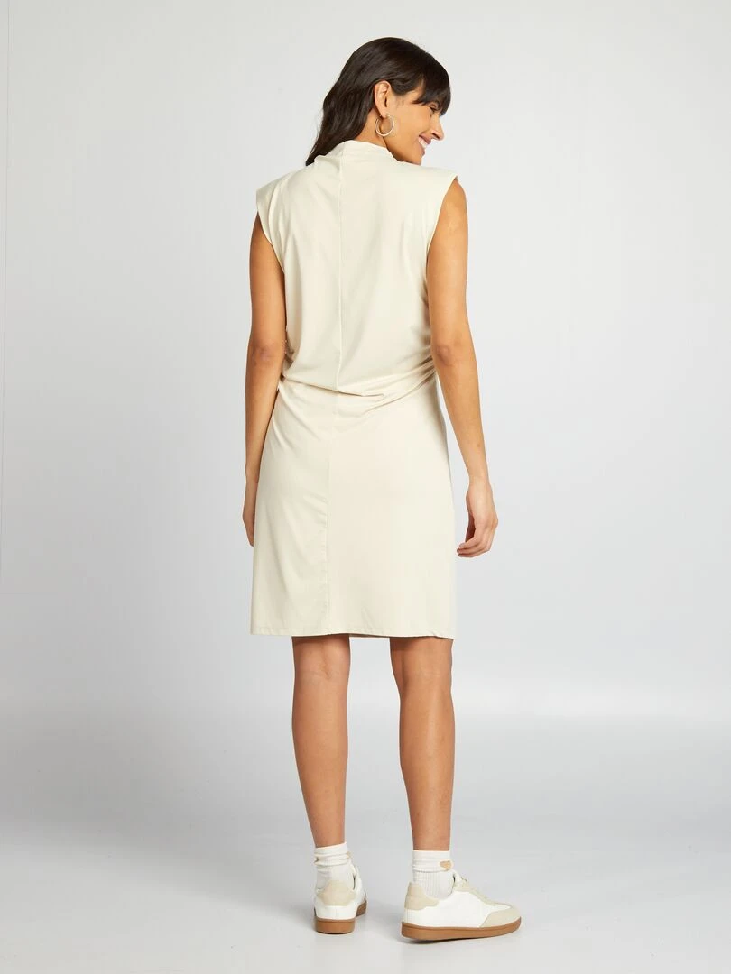 Robe courte drapée sur le devant Beige