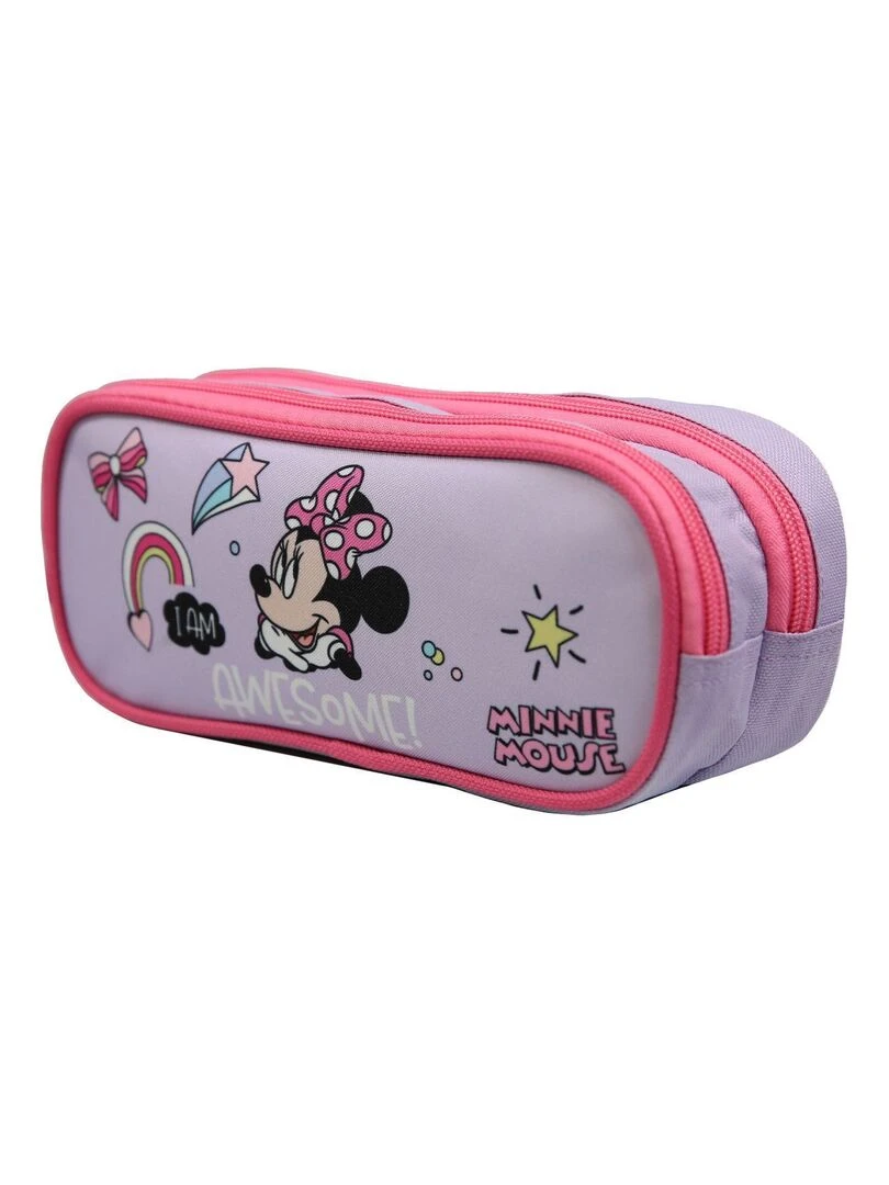 Trousse scolaire 2 compartiments Disney Minnie Violette Parme Bagtrotter Violet