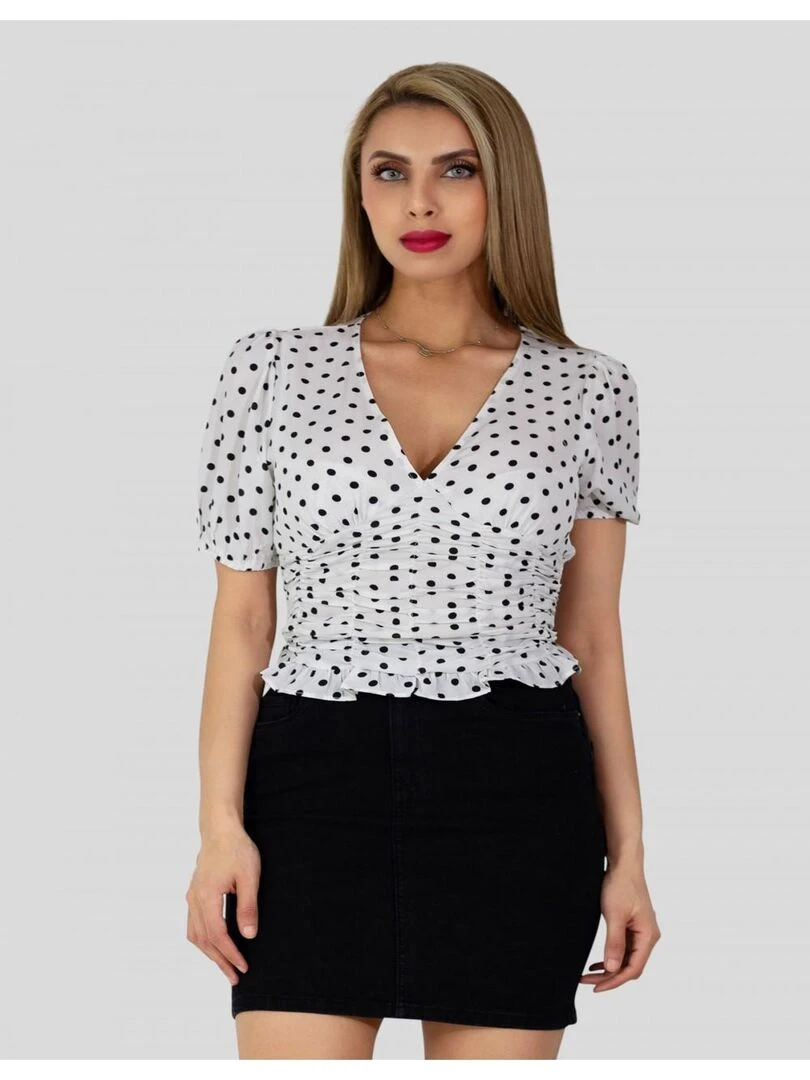 Top à pois Kebello Blanc Blanc