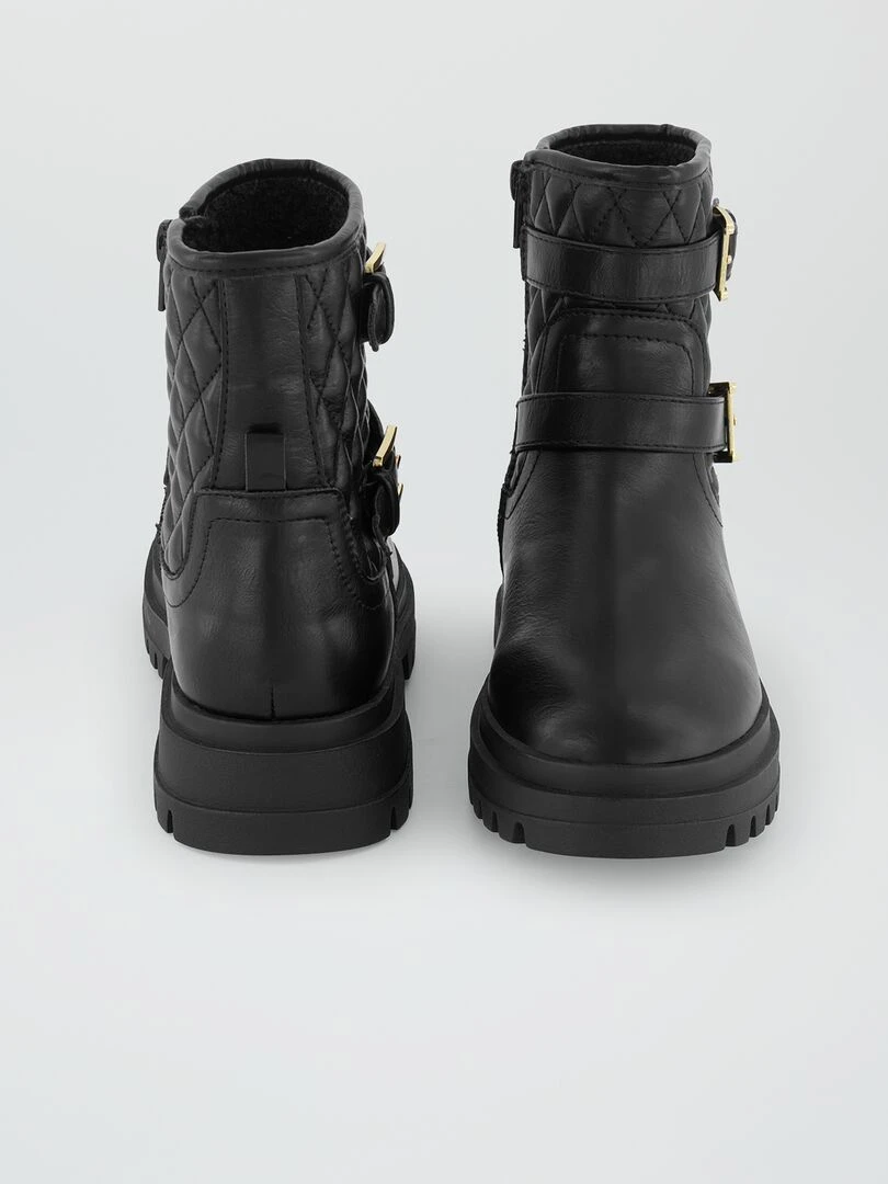 Bottines matelassées avec boucles   noir