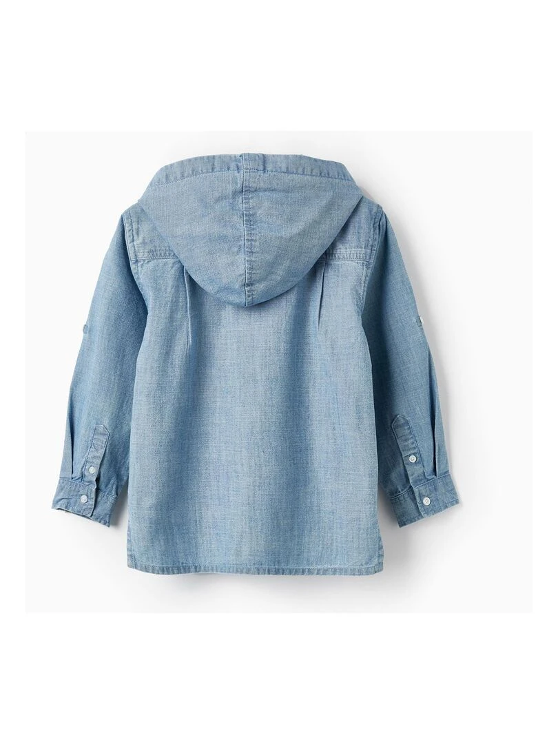 Chemise en jean en coton avec capuche pour garçon manches longues ATLANTIC COMPANY Bleu