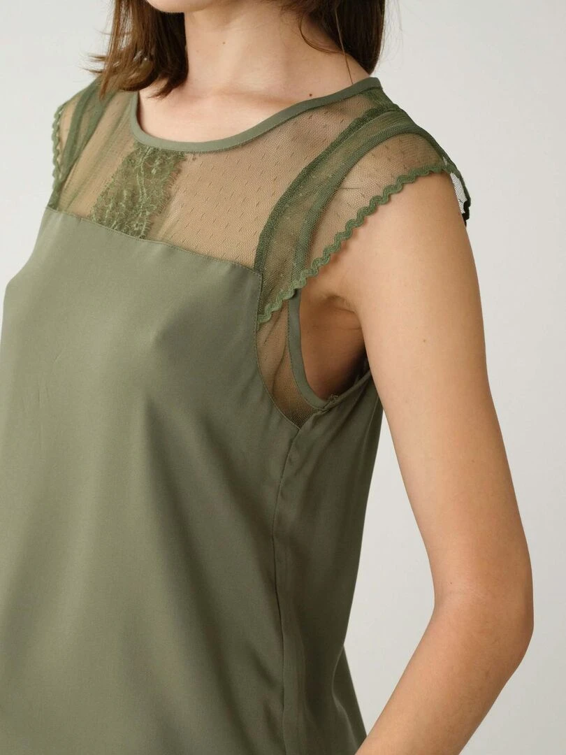 Blouse satinée pour femme 'Deeluxe'   Kaki