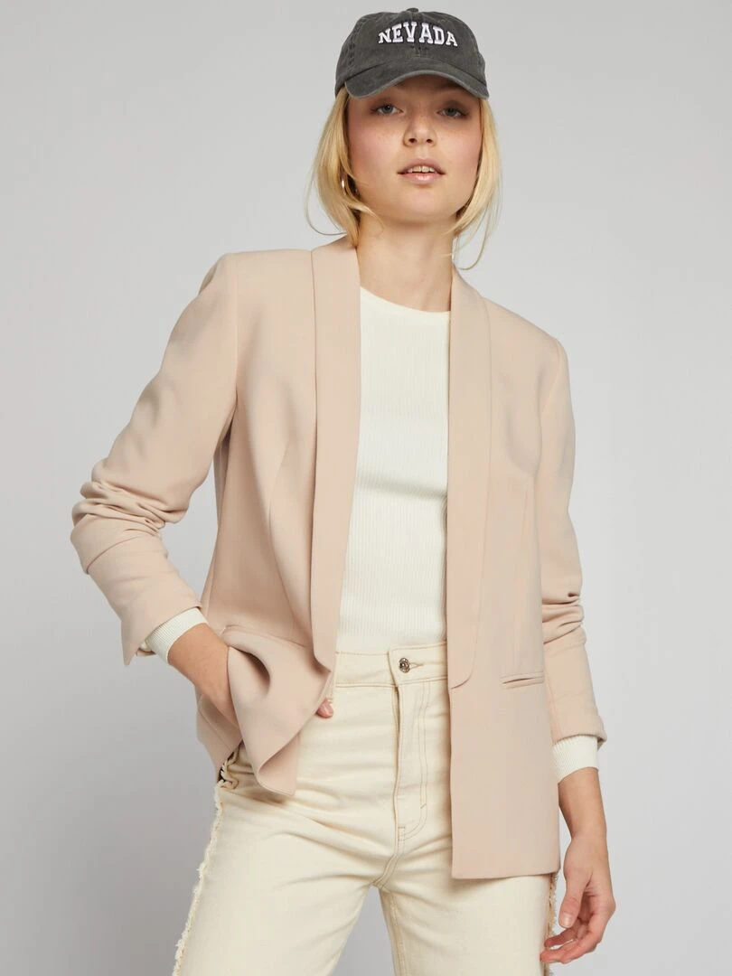 Veste blazer mi longue Beige