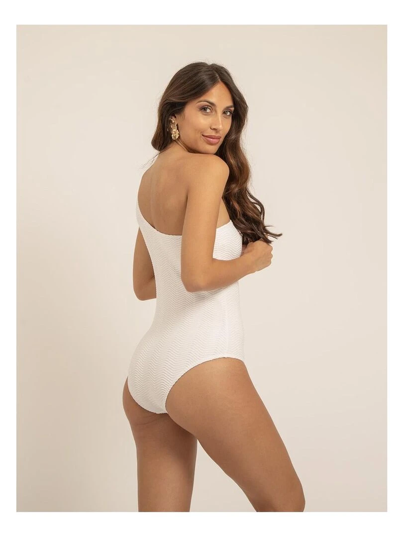 Maillot 1 pièce col asymétrique GEMMA Blanc