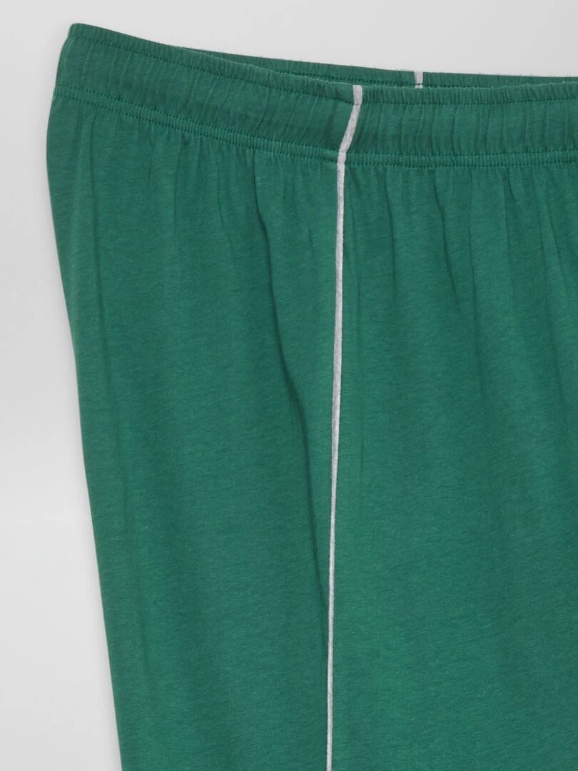 Pyjama long pantalon + t shirt   2 pièces   Vert