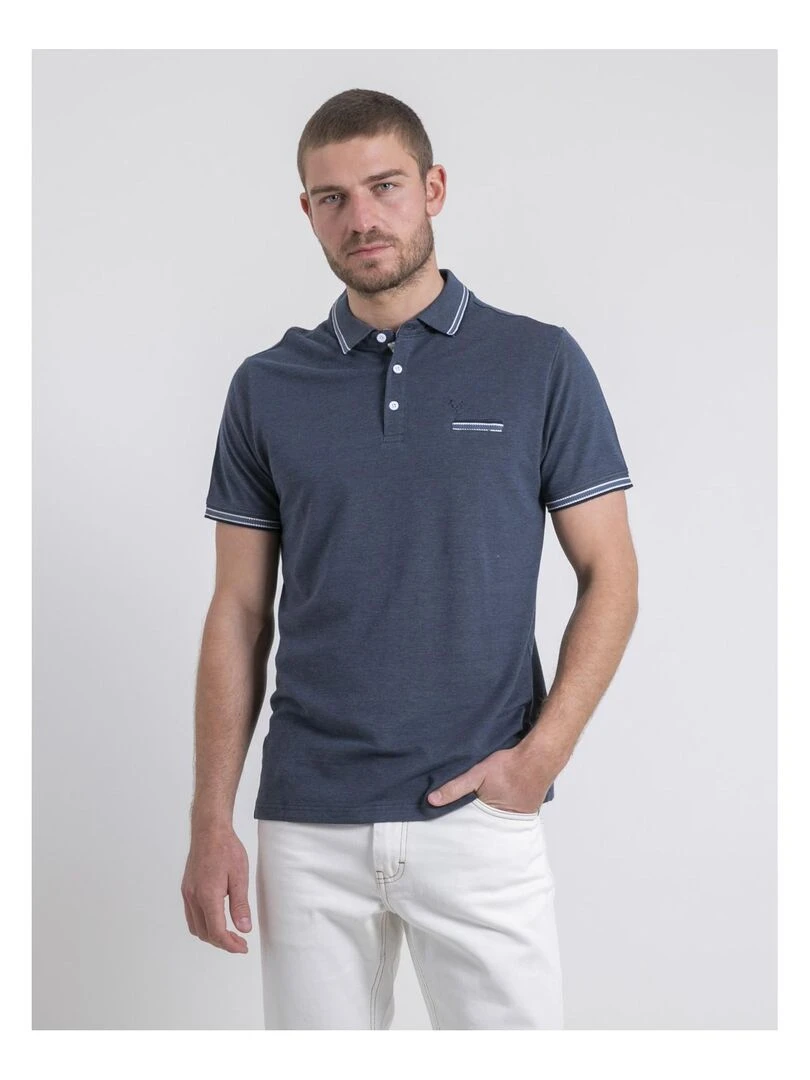 Polo manches courtes pur coton PIGUSTAVE Bleu marine