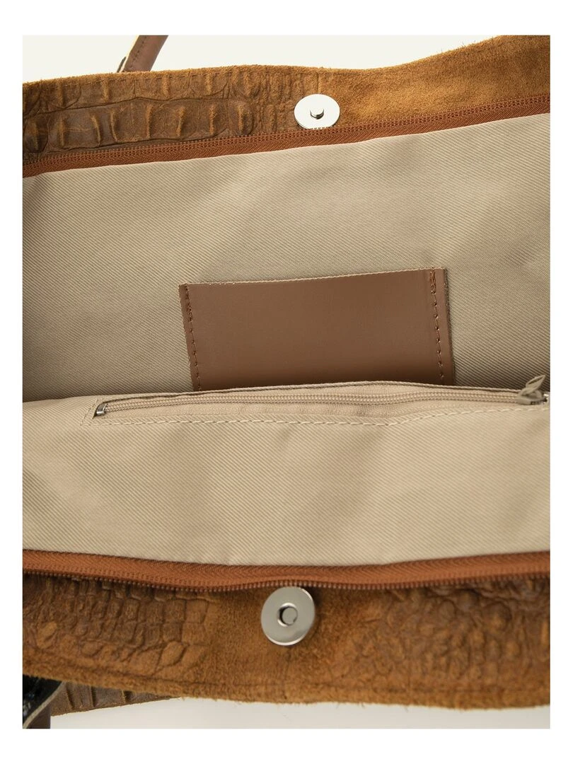 Sac cabas cuir croco DL ALICE   Marron caramel