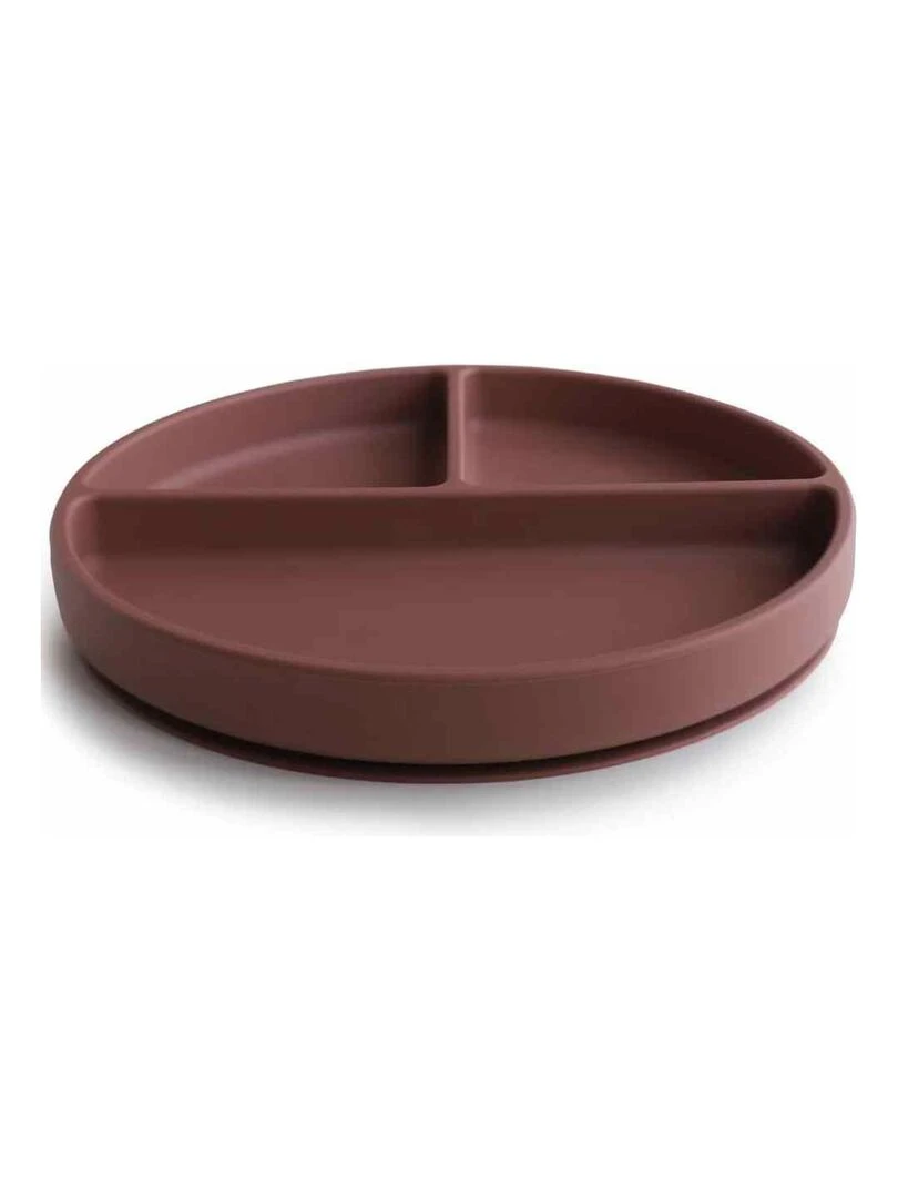Assiette à compartiments en silicone avec ventouse Woodchuk   Marron