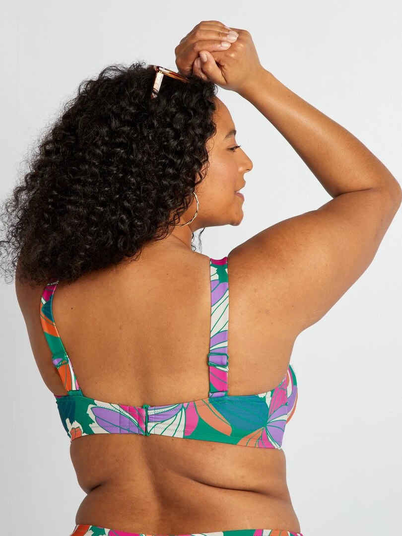 Soutien gorge de bain imprimé maxi fleurs   Vert