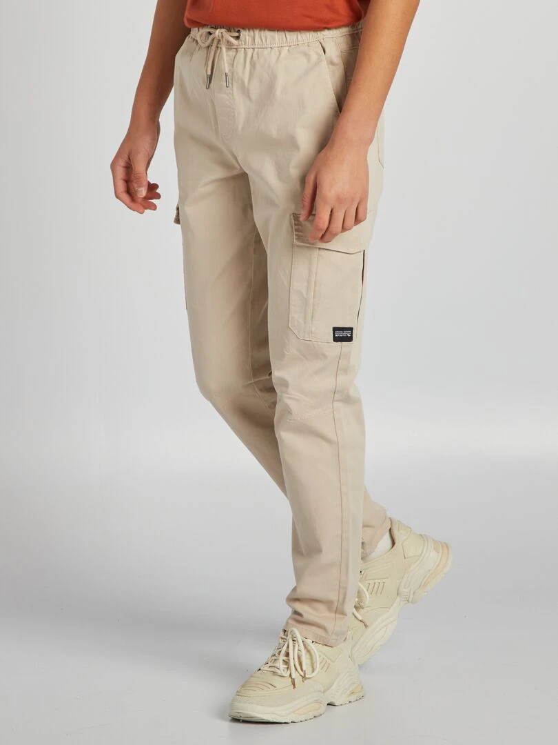 Pantalon slim multipoches Beige