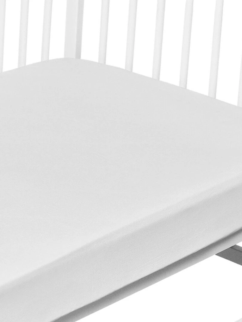 Drap housse en coton Coton uni Blanc