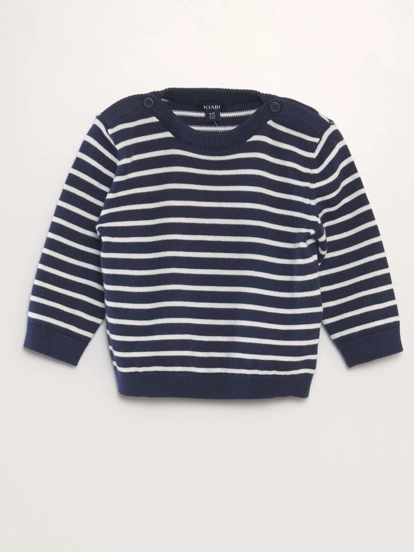 Pull rayé en maille fine Bleu