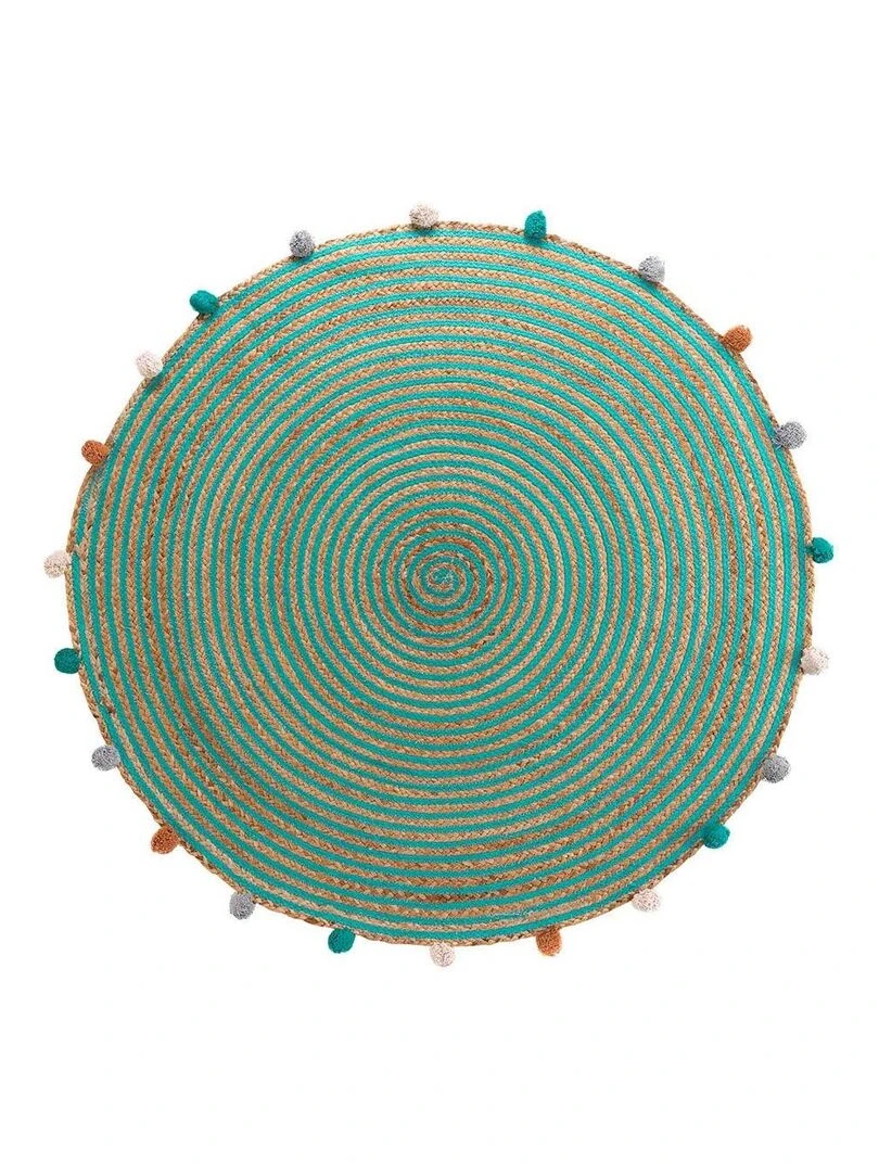 Tapis rond à pompons Baloo Vert