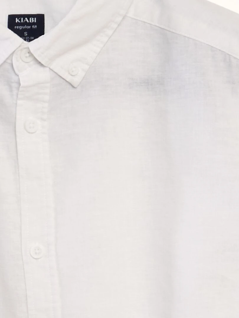 Chemise à manches longues avec lin   blanc