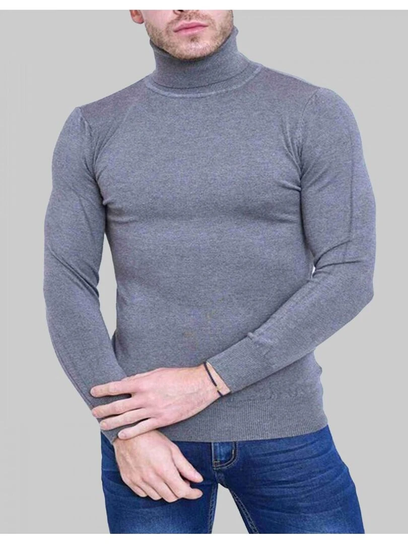 Pull col roulé Kebello Gris