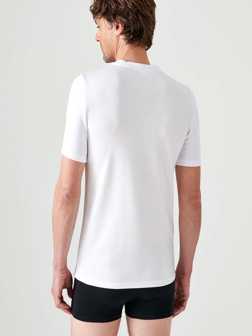 T shirt double face col V Thermolactyl   Damart   Blanc