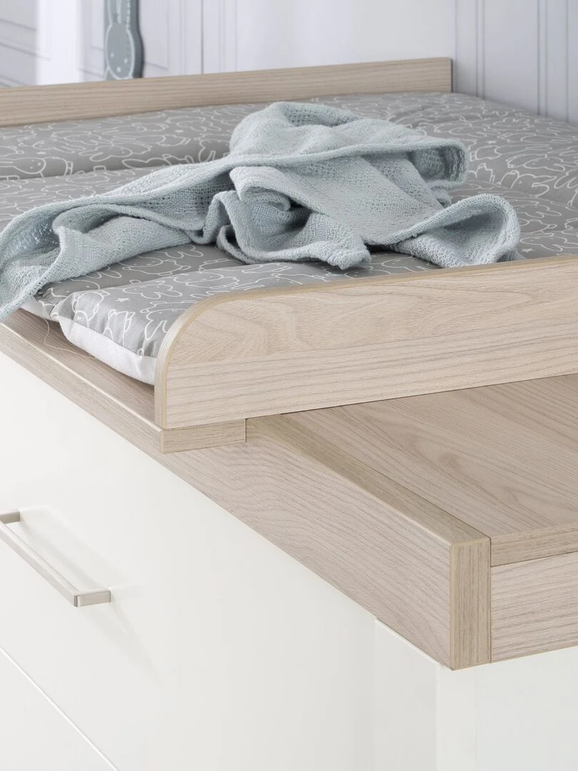 ROBA Commode à langer "Lucy" avec Plan Amovible 3 Tiroirs à Fermeture Amortie Hauteur 90 cm Blanc