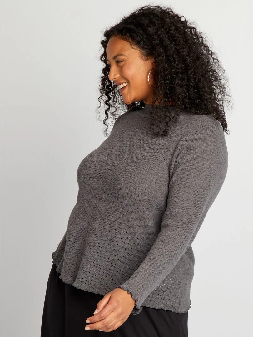 T shirt en maille ajourée   Gris