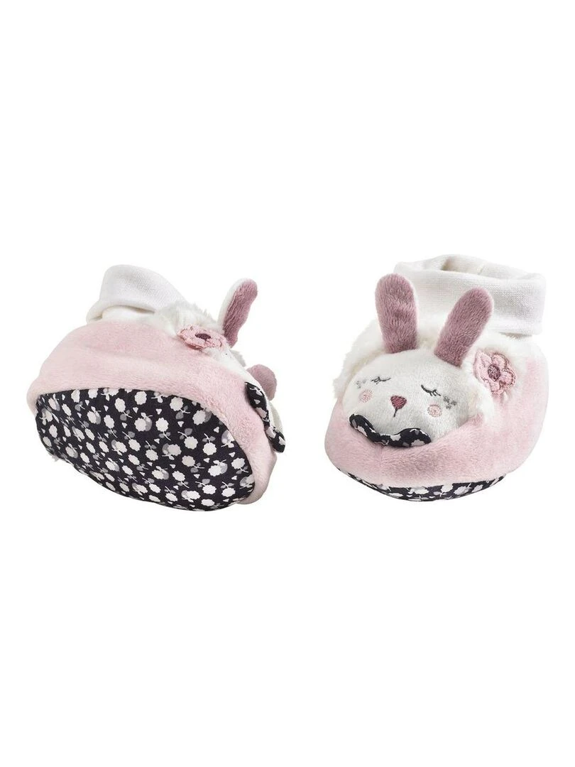 Chaussons bébé en velours SAUTHON Rose