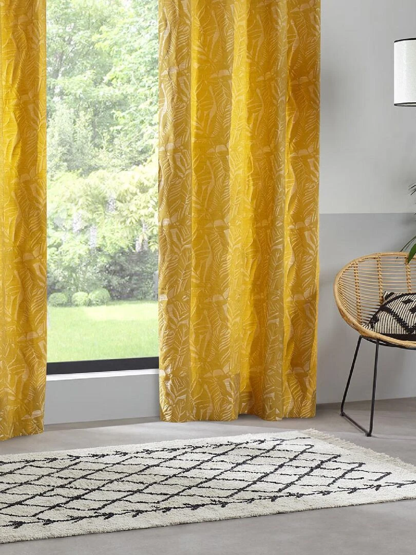 Rideau tamisant à jacquard feuillage Jaune